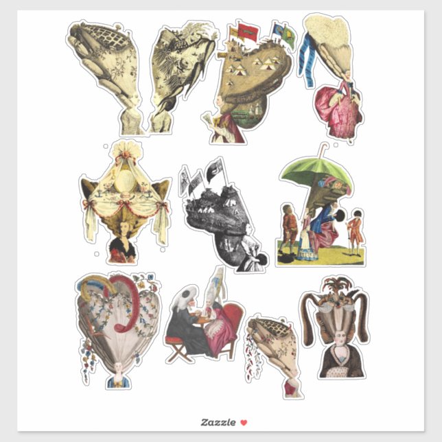 Pegatina Polvo de gran cabello cubre arte victoriano eduard (Hoja)