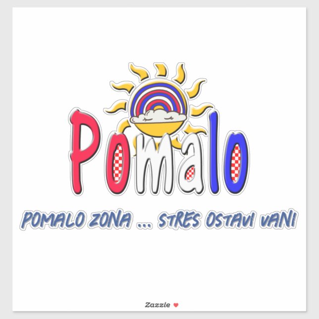 Pegatina Pomalo – Croatian Relaxation with Sun & Rainbow (Hoja)