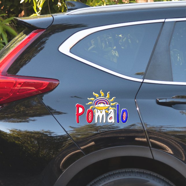 Pegatina Pomalo – Croatian Relaxation with Sun & Rainbow  (Lado del coche)