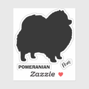Pegatina Pomerania Negra de silueta cúrcute pom pommie