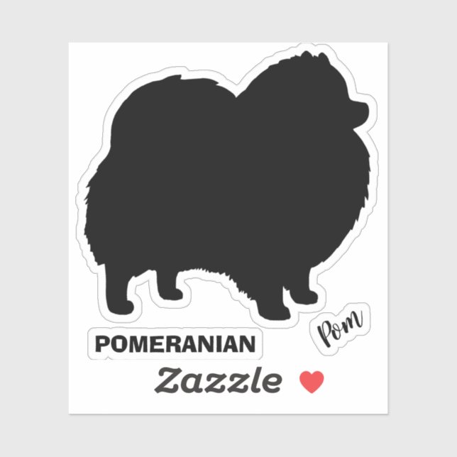 Pegatina Pomerania Negra de silueta cúrcute pom pommie (Hoja)