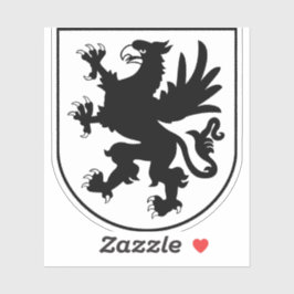 Pegatina Pomeranian Coat of Arms Black and White Heraldic