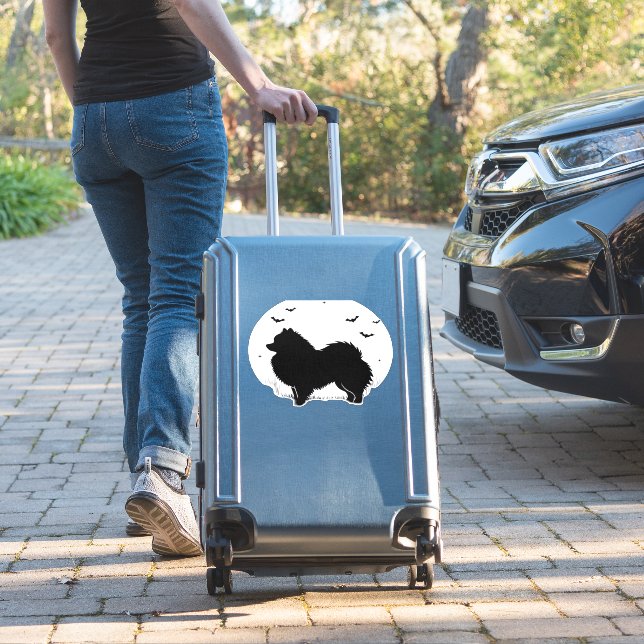 Pegatina Pomeranian Dog � Halloween Moon Silhouette Classic (Maleta Insitu)