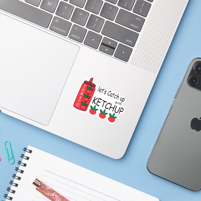 Pegatina Pongamos Al Día Con El Restaurante De Comida Rápid (Ordenado portátil con iPhone)