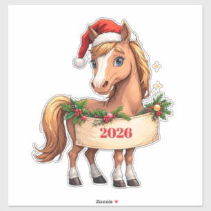 Pegatina Poni de Dibujos Animados Adorable con Estandarte F