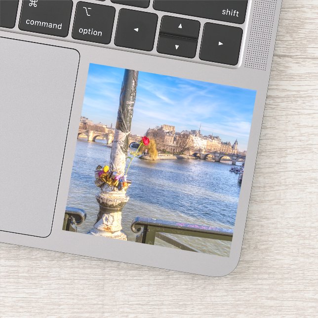 Pegatina Pont des Arts sobre El día de San Valentín - París (Detalle)