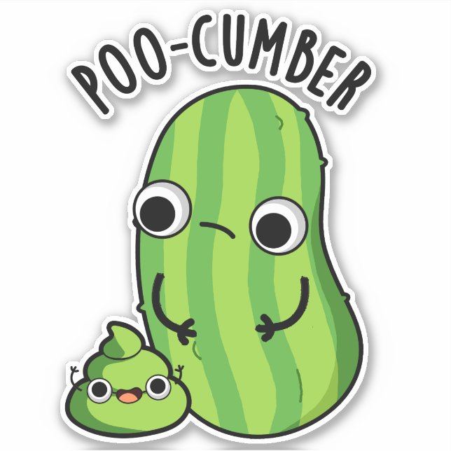 Pegatina Poo-cumber Funny Cucumber Pun (Anverso)