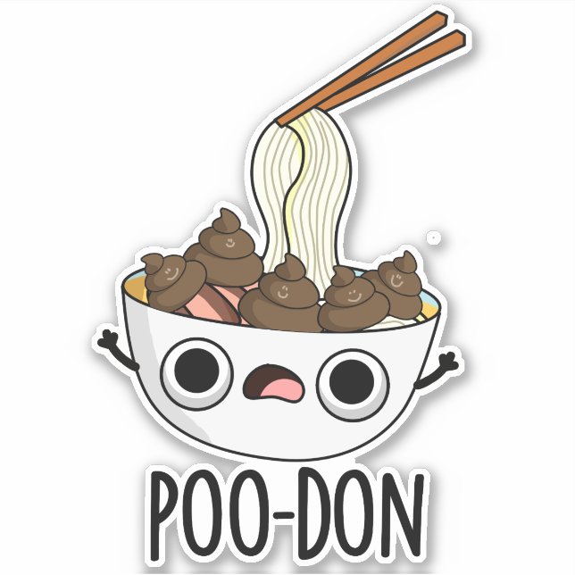 Pegatina Poo-don Funny Udon Pun  (Anverso)