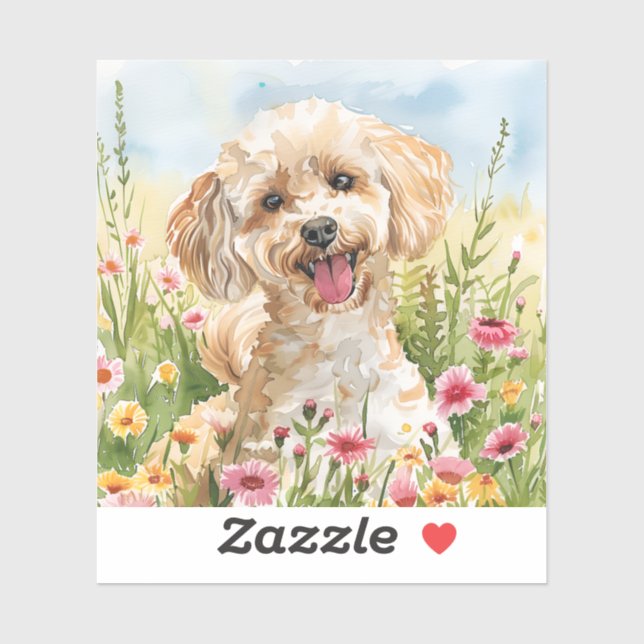 Pegatina Poodle Sticker – Watercolor Design (Hoja)