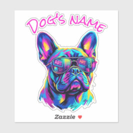 Pegatina Pop Art French Bulldog NYC Personalized Name