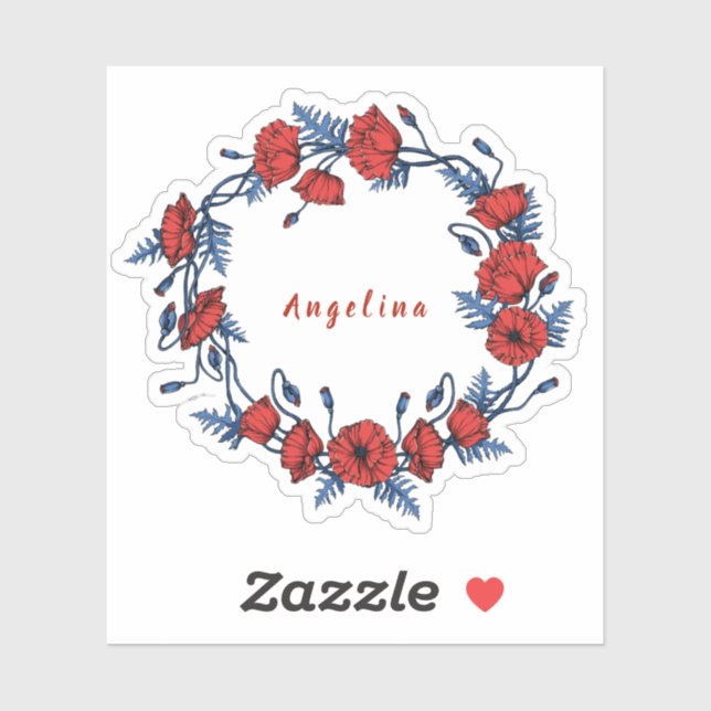 Pegatina Poppy Wreath Floral (Hoja)