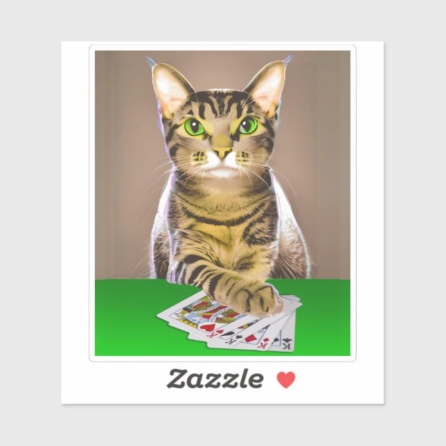 Pegatina Póquer de juego de gatos en tablas (Hoja)