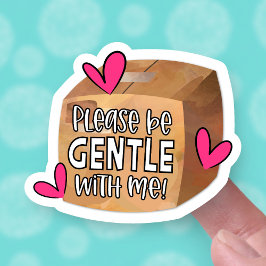 Pegatina Por Favor Sea Gentle Cute Frágil Box Hearts Busine