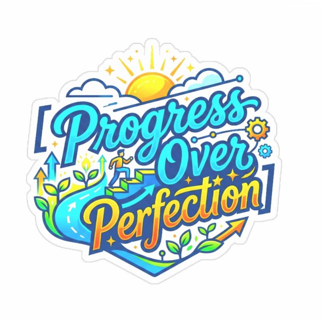 Pegatina Por Profesor Motivacional | Progreso Sobre Perfecc (Perfect for planners, laptops, or water bottles, the "Progress Over Perfection" sticker )