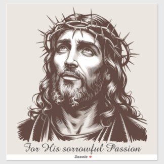 Pegatina Por su dolorosa pasión - Retrato de Jesús