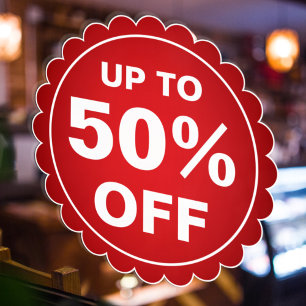 Pegatina Porcentaje de descuento promocional rojo de oferta