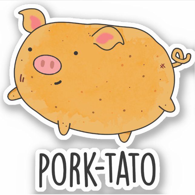Pegatina Pork-tato Funny Potato Pun (Anverso)