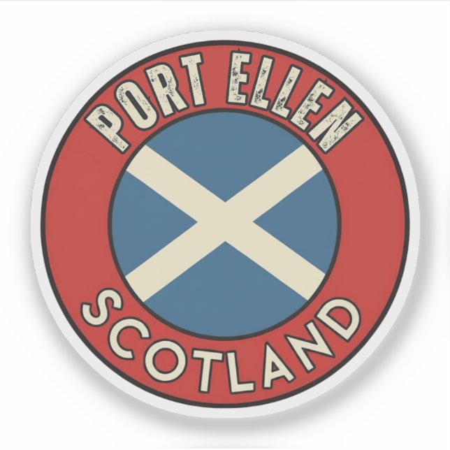 Pegatina Port Ellen, Escocia (Anverso)
