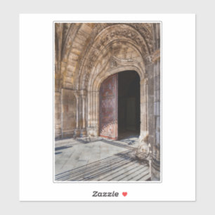 Pegatina Portal de la Catedral de La Braga. Braga, Portugal