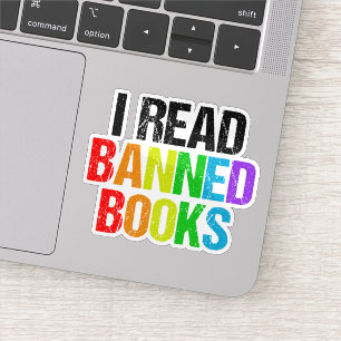Pegatina Portátil arcoíris de libros prohibidos