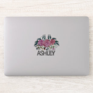Pegatina Portátil de nombre floral personalizado