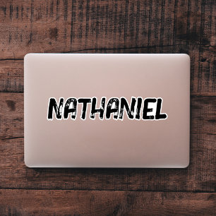 Pegatina Portátil de nombre personalizado Grunge con proble
