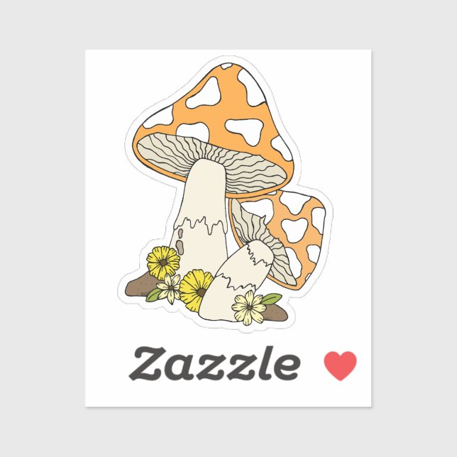 Pegatina Portátil para hongos naranja Vintage (Hoja)