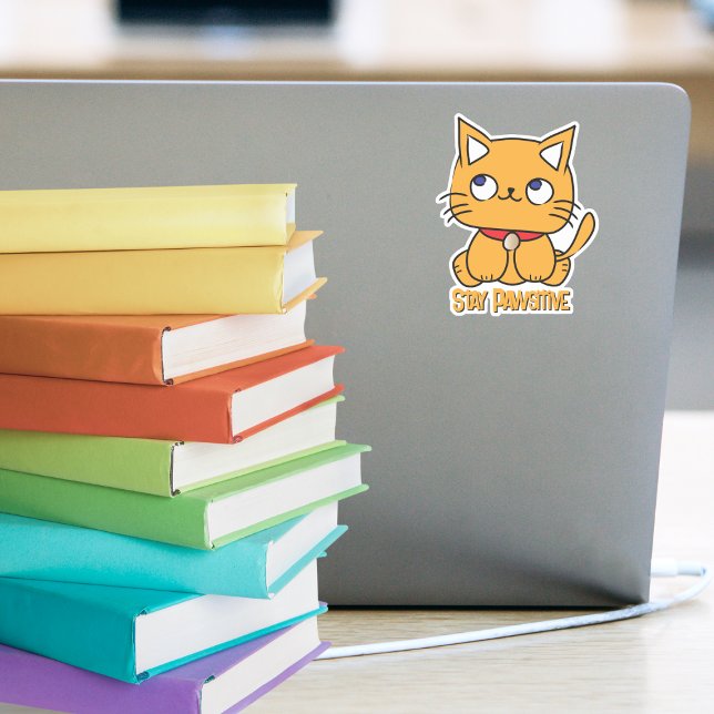Pegatina Portátil Stay Pawsitive Funny Cat Personalizado (Subido por el creador)