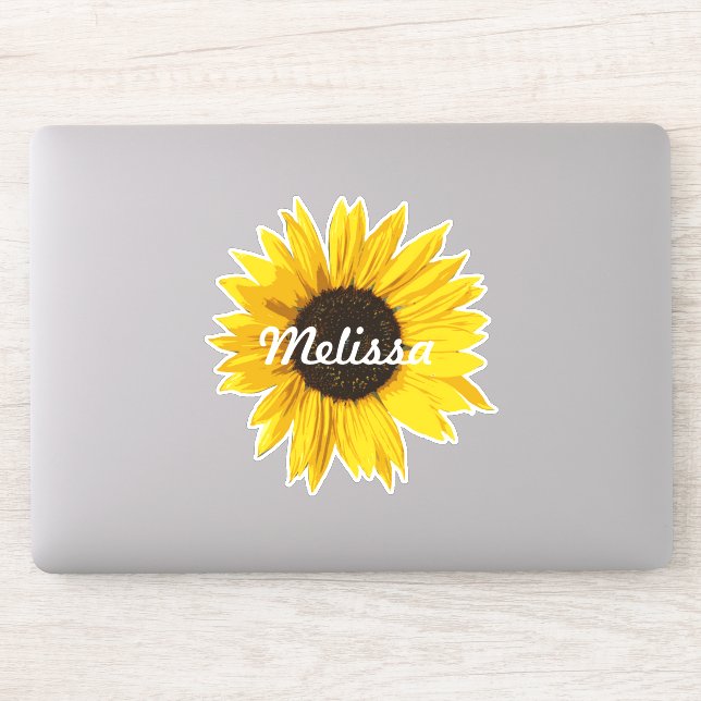 Pegatina Portátil Sunflower Nombre personalizado (Ordenador)