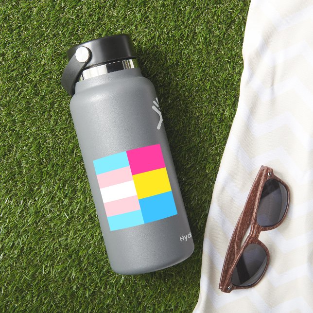 Pegatina Portátil Transgender Pansexual con doble bandera d (HydroFlask Insitu)
