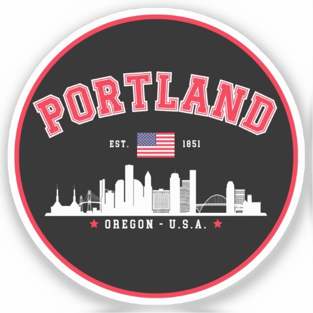 Pegatina Portland Modern Skyline city (Anverso)