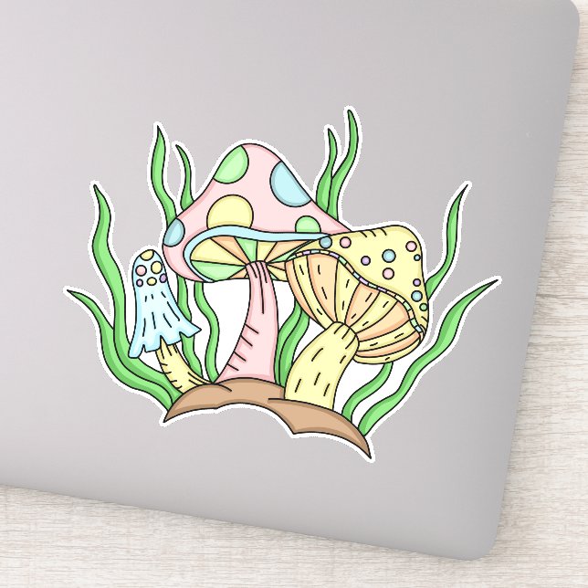 Pegatina Portobello Mushroom Cute Pastel (Detalle)