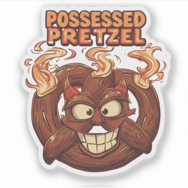 Pegatina Poseído Pretzel Funny Halloween Pretzel Pun (Anverso)