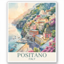 Positano Italia Costa de Amalfi Paisaje Acuarela