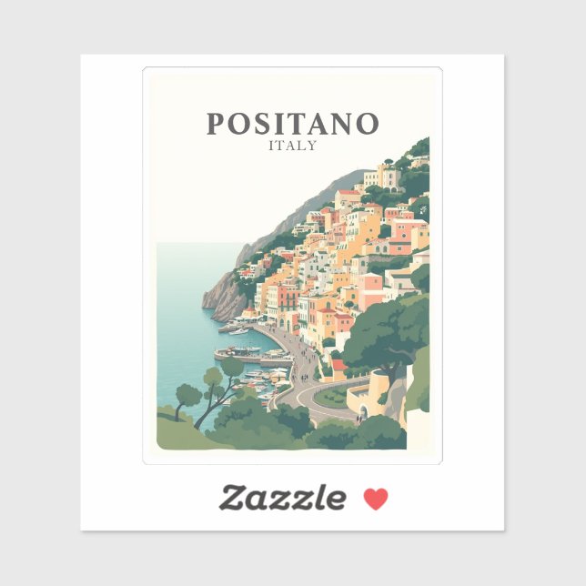 Pegatina Positano, Italia Pueblo Vintage  (Hoja)