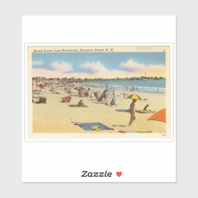 Pegatina Postal de playa Vintage Hampton (Hoja)