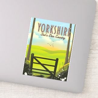 Pegatina Poste de viaje vintage de Yorkshire "El propio paí