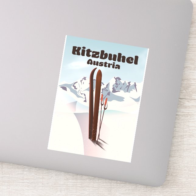 Pegatina poster austriaco de esquí kitzbuhel (Detalle)