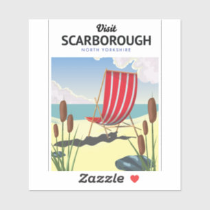 Pegatina Poster costero de Hastings North Yorkshire.