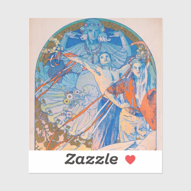 Pegatina Poster de Alphonse Mucha en el Festival Sokol (192 (Hoja)