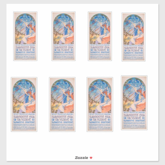 Pegatina Poster de Alphonse Mucha en el Festival Sokol (192 (Hoja)