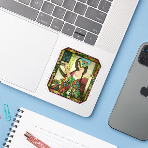 Pegatina Póster de Art Nouveau para Quilter – Mujer de Cost