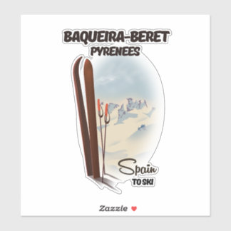 Pegatina Poster de esquí Baqueira-Beret España.