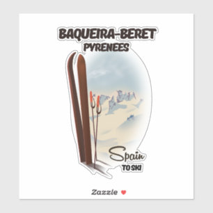 Pegatina Póster de esquí de Baqueira-Beret España.