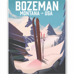 Pegatina Póster de esquí de Bozeman Montana