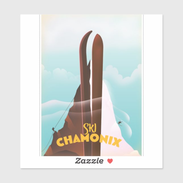 Pegatina Póster de esquí de Chamonix-Mont-Blanc (Hoja)