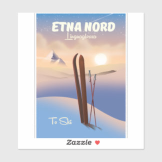 Pegatina Poster de esquí de Etna Nord Linguaglossa