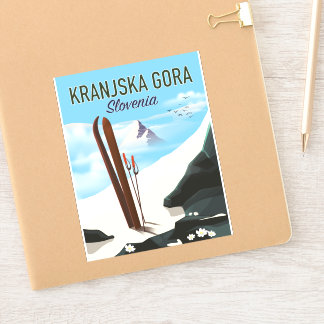 Pegatina Poster de esquí de Kranjska Gora Eslovenia