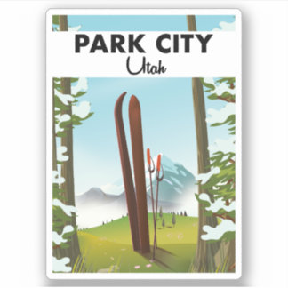 Pegatina Poster de esquí de Park City Utah