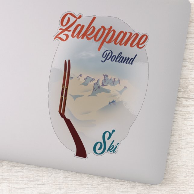 Pegatina Poster de esquí de Zakopane Polonia (Detalle)